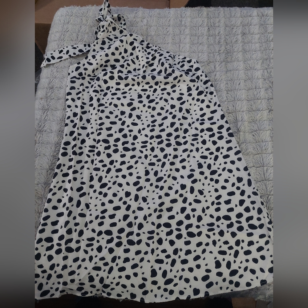 Nwt one shoulder polka dot mini‎ bodycon dress medium